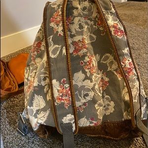 Vintage Aeropostale floral bag// partial leather